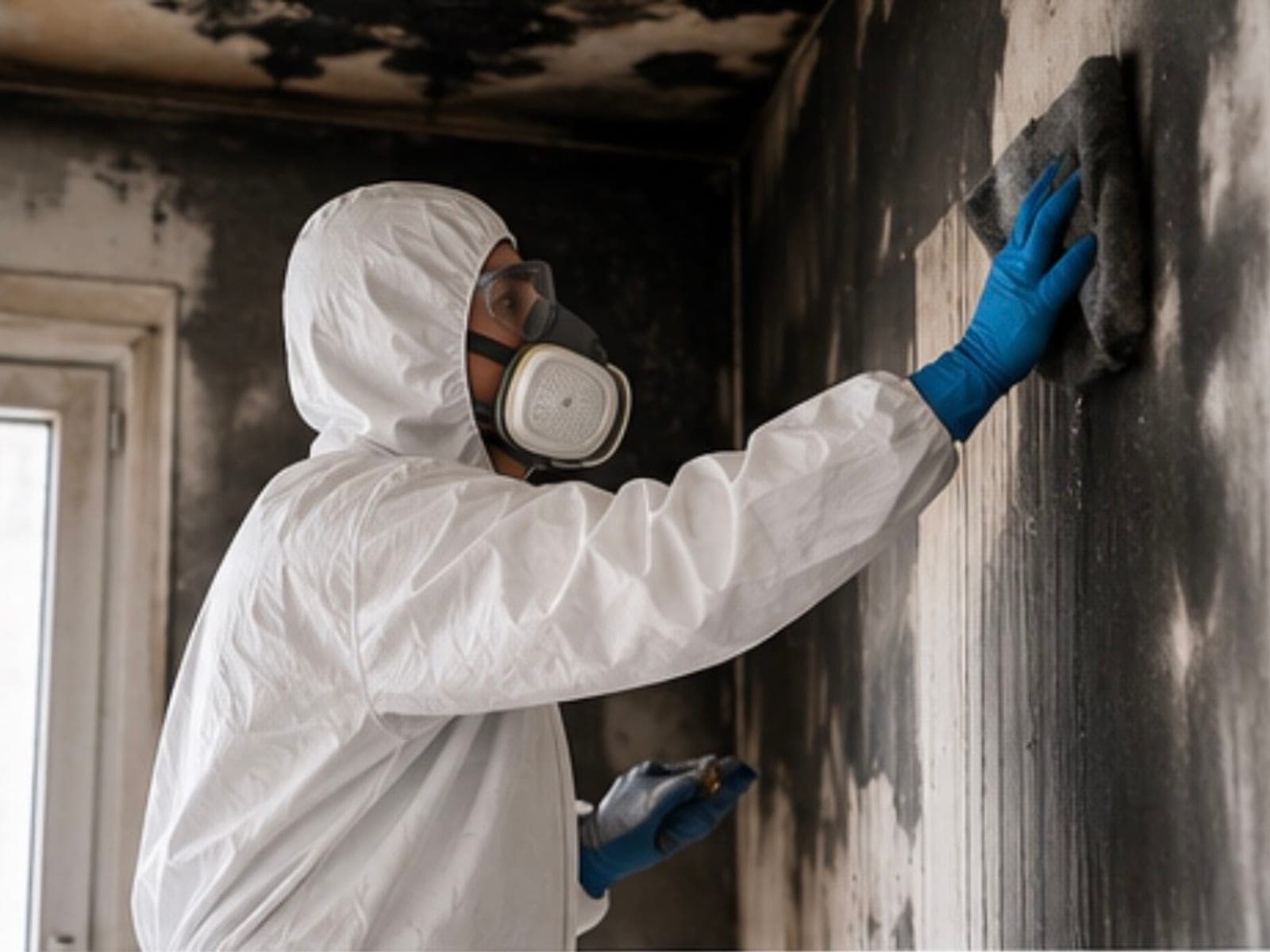 Dépôts de fumée et de suie sur un mur