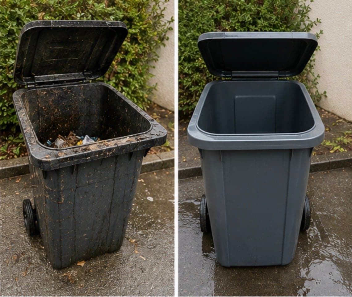 Poubelle à domicile avant et après nettoyage