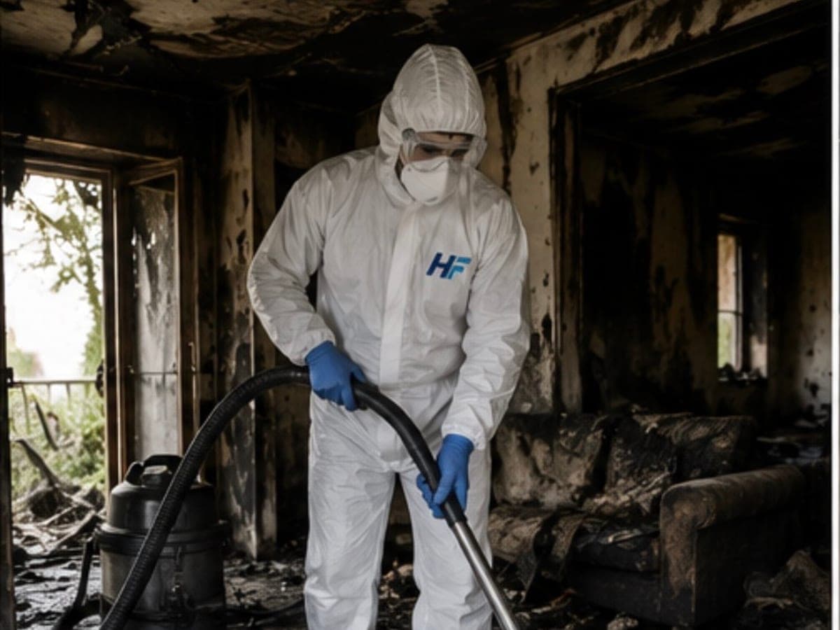 Intérieur d'une pièce après un incendie